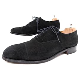 JM Weston-JM WESTON SHOES 300 Richelieu 9.5D 43.5 STRAIGHT TOE BLACK SUEDE SHOES-Black