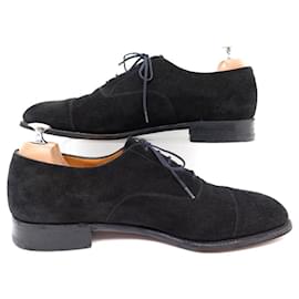 JM Weston-JM WESTON SHOES 300 Richelieu 9.5D 43.5 STRAIGHT TOE BLACK SUEDE SHOES-Black
