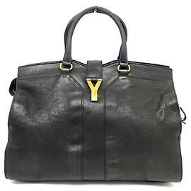 Yves Saint Laurent CHYC handbag 275191 WEEKEND 40CM BLACK LEATHER HAND BAG Black