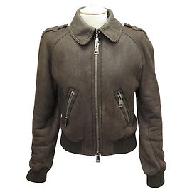 NEW BURBERRY BRIT JACKET IN SHEARLING LEATHER 36 S SHEARLING COAT JACKET Brown