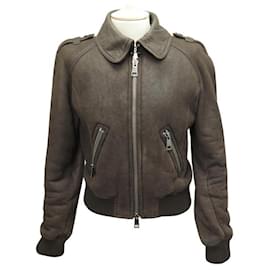 Burberry-NEW BURBERRY BRIT JACKET IN SHEARLING LEATHER 36 S SHEARLING COAT JACKET-Brown