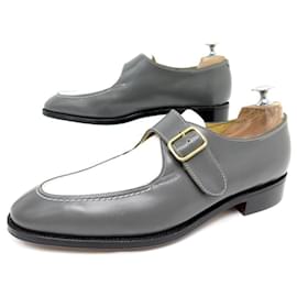 John Lobb-NEW JOHN LOBB MOCCASIN SHOES WITH BUCKLE 8E 42 TWO-TONE LEATHER LOAFERS-Other