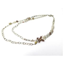 Chanel-NECKLACE CHANEL SAUTOIR CHAIN HAMMERED GOLD LOGO CC STONES 2012 NECKLACE-Golden