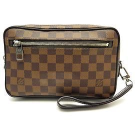 LOUIS VUITTON KASAI POUCH IN DAMIER EBENE CANVAS HANDBAG POUCH Brown