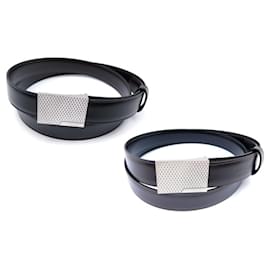 St Dupont-NEW ST DUPONT REVERSIBLE BELT DELTA BOX BUCKLE 8000120 LEATHER BOX BELT-Black