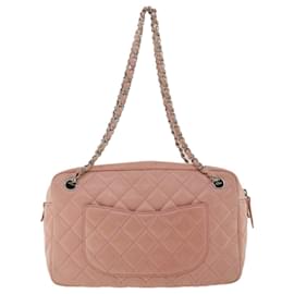 Chanel-CHANEL Matelasse Chain Shoulder Bag Lamb Skin Pink CC Auth bs3146-Pink
