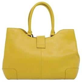 Fendi-FENDI chameleon Tote Bag Leather Yellow Auth bs3051-Yellow