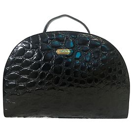 Bolsa Lanvin de couro preto estilo crocodilo Preto
