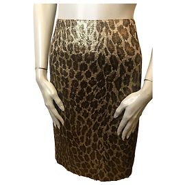 Saia Blumarine de lã e seda com estampa de leopardo Multicor