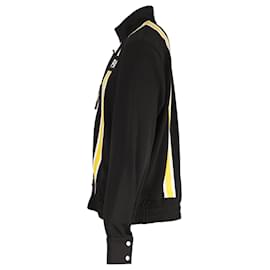 Palm Angels-Palm Angels Contrast Stripe Zipped Track Jacket in Black Polyester-Black