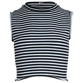 A.l.C. Crop Top Rayé Dan en Viscose Bleu Bleu