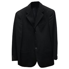 Armani Collezioni Einreihiger Blazer aus schwarzer Wolle Schwarz