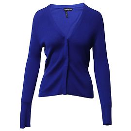 Tom Ford Rippstrick-Cardigan aus blauer Wolle Blau