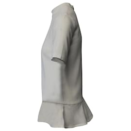 Stella Mc Cartney-Stella McCartney Schößchen-Bluse mit Stehkragen in weißer Kunstseide-Weiß