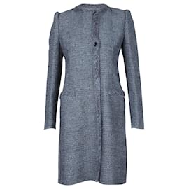 M Missoni-M Missoni Lurex Trim Tweed Coat in Blue Silk-Blue