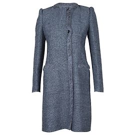 M Missoni Tweedmantel mit Lurexbesatz aus blauer Seide Blau