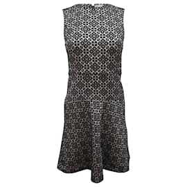 Tory Burch-Tory Burch Geometric Embroidered Sleeveless Dress in Black and White Cotton -Other