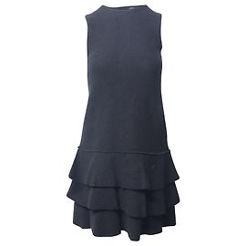 Vestido reto Joseph com bainha em camadas em lã preta Preto