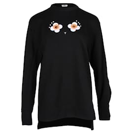 Fendi-Fendi Sweatshirt mit floralen Augen aus schwarzer Baumwolle-Schwarz