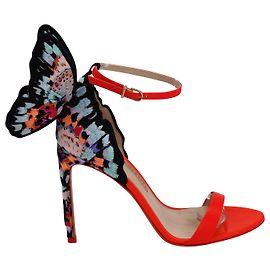 Sophia Webster Sandali Chiara Farfalla Ricamata in Pelle Rossa Rosso