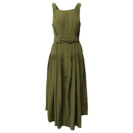 Ulla Johnson-Ulla Johnson Dioni Pleated Dress in Green Silk-Green