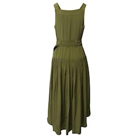 Ulla Johnson-Ulla Johnson Dioni Pleated Dress in Green Silk-Green
