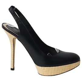 Dior-Zapatos de Salón Sling Back Dior en Cuero Negro-Negro