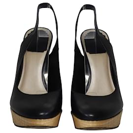 Dior-Zapatos de Salón Sling Back Dior en Cuero Negro-Negro