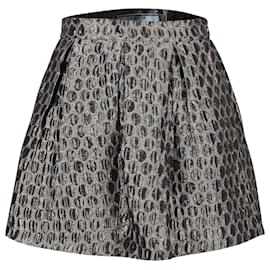 Prada-Prada Brocade Flared Skirt in Grey Polyester-Grey