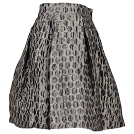Prada-Prada Brocade Flared Skirt in Grey Polyester-Grey