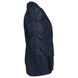 Fendi-Fendi Jacke mit Puffärmeln und Kordelzug aus marineblauer Baumwolle-Blau,Marineblau