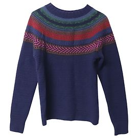 Burberry Prorsum Fair-Isle-Pullover aus marineblauer Wolle Blau Marineblau