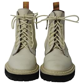 Proenza Schouler-Proenza Schouler Lug Sole Combat Boots en cuir de veau blanc Cuir-Blanc