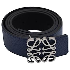 Loewe-Loewe Anagram Belt in Navy Blue Soft Grained Calfskin Leather-Navy blue