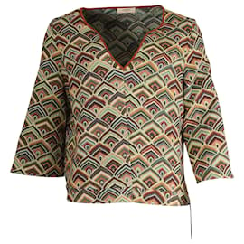 Ba&Sh-Ba&Sh V-neck Three-Fourth Sleeves Abstract Top in Multicolor Cotton-Other,Python print
