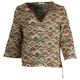 Top astratto Ba&Sh con scollo a V e maniche a tre quarti in cotone multicolor Altro Stampa python