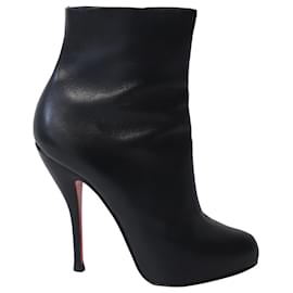 Christian Louboutin-Christian Louboutin High Heel Ankle Boots in Black Leather-Black