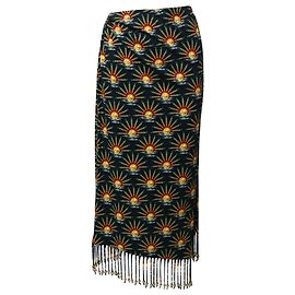 Falda larga con flecos de algodón negro Sunrise de Paco Rabanne Otro