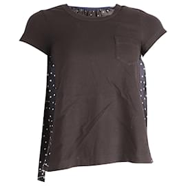 Sacai-Sacai T-Shirt mit gepunktetem Rücken aus schwarzer Baumwolle-Schwarz