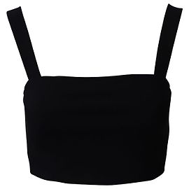 Theory Precision Ponte Seamed Crop Top in Black Nylon Black