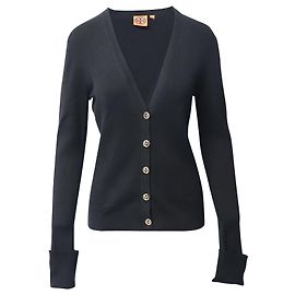 Tory Burch Simone Cardigan aus schwarzer Baumwolle Schwarz