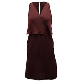 Theory-Theory Osteen Sleeveless Mini Dress in Burgundy Silk-Dark red