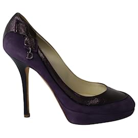Dior-Dior High Heel Metallic Pumps in Purple Suede-Purple