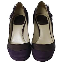 Dior-Sapatos metálicos de salto alto Dior em camurça roxa-Roxo