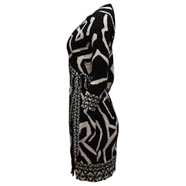 Diane Von Furstenberg-Diane von Furstenberg Printed Wrap Dress in Black and White Silk -Other