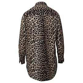 Ganni-Blusa Ganni com estampa de leopardo em seda multicolorida-Outro