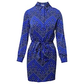Diane Von Furstenberg-Diane Von Furstenberg Patterned Wrap Dress in Electric Blue Silk-Blue