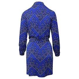 Diane Von Furstenberg-Diane Von Furstenberg Patterned Wrap Dress in Electric Blue Silk-Blue