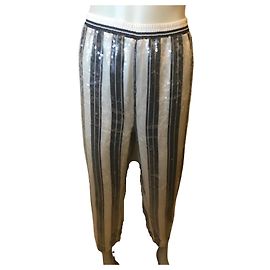 Pantalon rayé à sequins Twin Set Noir Blanc