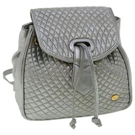 BALLY Matelasse Sac à Dos Cuir Argent Auth am3396 Argenté